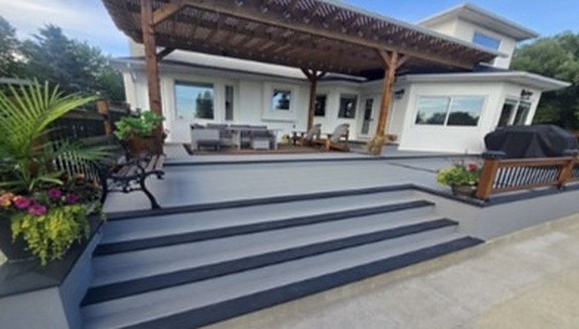 Backyard deck with pergola