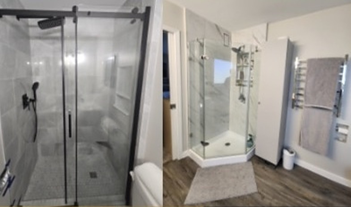 Basement bathroom with glass shower
